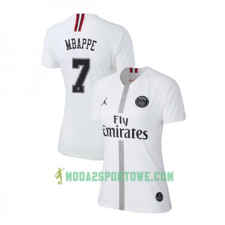 Koszulka Paris Saint-Germain Mbappe 7 Jodan Biały Damska Trzeci Stroje Piłkarskie 2018-2019 Krótki Rękaw